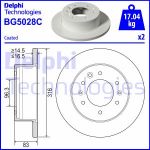 Discos de freno DELPHI BG5028C hinten, macizo, 2 Pieza