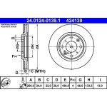 Disco de freno ATE 24.0124-0139.1 frente, ventilado, 1 pieza