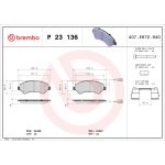 Bromsbeläggssats BREMBO P 23 136, fram