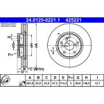 Disco de freno ATE 24.0125-0221.1 frente, ventilado, 1 pieza