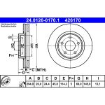 Disco de freno ATE 24.0126-0170.1 frente, ventilado, 1 pieza