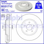 Disco de freno DELPHI BG5171C frente, ventilado, altamente carbonizado, 1 pieza