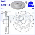 Bremsscheibe DELPHI BG9211C hinten, belüftet, hochkarbonisiert, 1 Stück