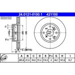 Disque de frein ATE 24.0121-0100.1 avant, ventilé, 1 pièce