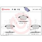 Bromsbeläggssats BREMBO P 85 112, fram