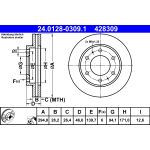 Disco de freno ATE 24.0128-0309.1 frente, ventilado, 1 pieza