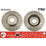Disco de freno TRW DF4341S frente, perforado, geschlitzt, altamente carbonizado, 1 pieza
