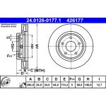 Disco de freno ATE 24.0126-0177.1 frente, ventilado, 1 pieza
