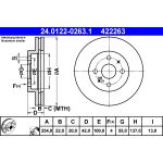 Disco freno ATE 24.0122-0263.1 anteriore, ventilato, 1 pezzo