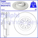 Disco de freno DELPHI BG5167C volver, completo, 1 pieza