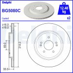 Bremsscheiben DELPHI BG5080C hinten, belüftet, voll, 2 Stück