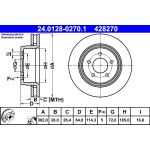 Disco de freno ATE 24.0128-0270.1 frente, ventilado, altamente carbonizado, 1 pieza