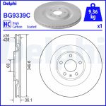 Bremsscheibe DELPHI BG9339C hinten, belüftet, hochkarbonisiert, 1 Stück