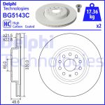 Disco de freno DELPHI BG5143C frente, ventilado, altamente carbonizado, 1 pieza