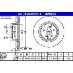 Disco de freno ATE 24.0128-0223.1 frente, ventilado, altamente carbonizado, 1 pieza