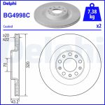 Disque de frein DELPHI BG4998C arrière, ventilé, 2 Stück