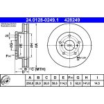 Disco de freno ATE 24.0128-0249.1 frente, ventilado, 1 pieza