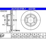 Disco de freno ATE 24.0122-0185.1 frente, ventilado, 1 pieza
