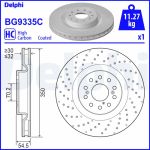 Disque de frein DELPHI BG9335C avant, ventilé, perforé, à haute teneur en carbone, 1 pièce