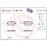 Bromsbeläggssats BREMBO P 85 117, bak