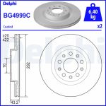 Disque de frein DELPHI BG4999C à l'arrière, ventilé, perforé, 2 pièce