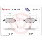 Jeu de plaquettes de frein, frein à disque BREMBO P 11 016