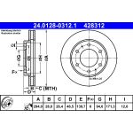 Disco de freno ATE 24.0128-0312.1 frente, ventilado, 1 pieza