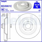 Disco de travão DELPHI BG5061C atrás, ventilado, completo, altamente carbonizado, 2 Peça