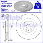 Bremsscheibe DELPHI BG9339C hinten, belüftet, hochkarbonisiert, 1 Stück