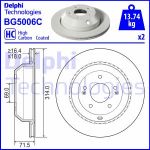 Discos de freno DELPHI BG5006C hinten, ventilado , altamente carbonizado, 2 Pieza