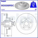 Disco de travão DELPHI BG9268RSC Traseira, cheio, 1 Peça