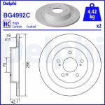 Disco de travão DELPHI BG4992C traseira, cheio, altamente carbonizado, 2 Peça