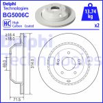 Bremsscheiben DELPHI BG5006C hinten, belüftet, hochkarbonisiert, 2 Stück