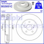 Jarrulevy DELPHI BG5051C edessä, tuuletettu, 2 kpl