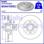 Bremsscheibe DELPHI BG9410RSC hinten, voll, 1 Stück