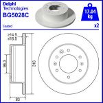 Bremsscheiben DELPHI BG5028C hinten, voll, 2 Stück