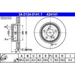 Disco de freno ATE 24.0124-0141.1 frente, ventilado, 1 pieza