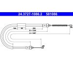 Cable, freno de estacionamiento ATE 24.3727-1086.2, Derecha