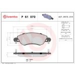 Bromsbeläggssats, skivbroms BREMBO P 61 070
