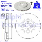 Disco de freno DELPHI BG5112C frente, ventilado, altamente carbonizado, 1 pieza