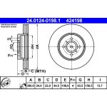 Disque de frein ATE 24.0124-0198.1 avant, ventilé, 1 pièce