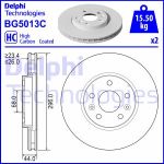 Remschijven DELPHI BG5013C voorkant, geventileerd, sterk gecarboniseerd, 2 Stuk