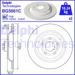 Jarrulevy DELPHI BG5061C takana, tuuletettu, täysi, erittäin hiilihappoinen, 2 kpl