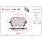 Juego de pastillas de freno BREMBO P 85 109, atrás