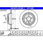 Disque de frein ATE PowerDisc 24.0311-0145.1, 1 pièce