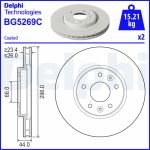 Bromsskiva DELPHI BG5269C, 2 Stycke