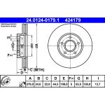 Disque de frein ATE 24.0124-0179.1 avant, ventilé, 1 pièce