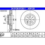 Disco de travão ATE 24.0126-0125.1 Frente, ventilado, 1 Peça