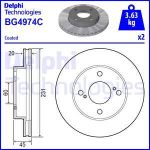 Bremsscheiben DELPHI BG4974C vorne, belüftet, 2 Stück