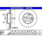 Disco de freno ATE 24.0122-0124.1 frente, ventilado, altamente carbonizado, 1 pieza